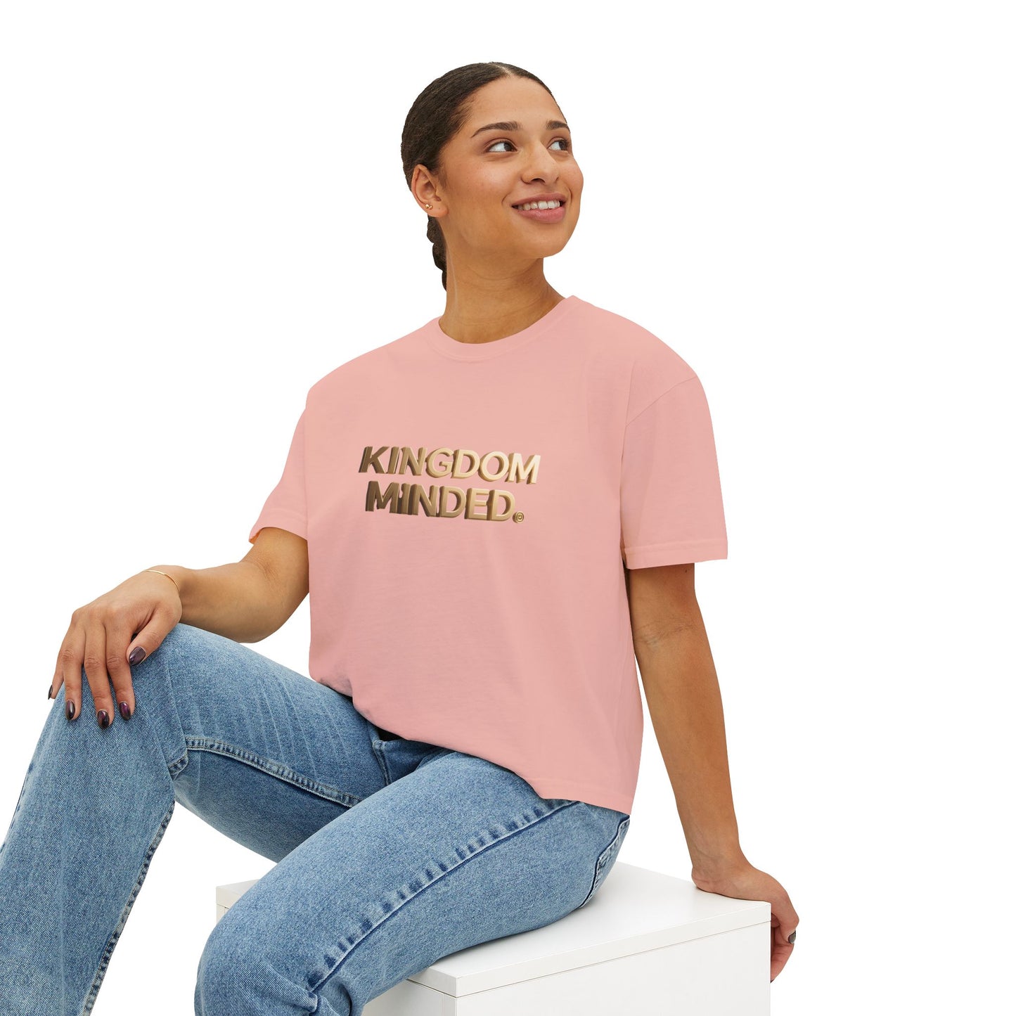 Kingdom Minded Boxy Tee — Women's Faith-Inspired Cropped T-Shirt