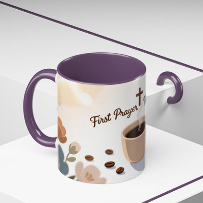 Prayer Then Coffee Mug — Christian Scripture Coffee Cup (1 Thessalonians 5:17) (Multi Color )