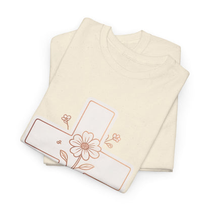 Floral Cross Tee — Delicate Bloom Christian T-Shirt