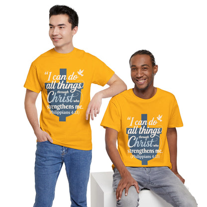 Philippians 4:13 Cotton Tee — "I Can Do All Things" Christian Prayer T-Shirt