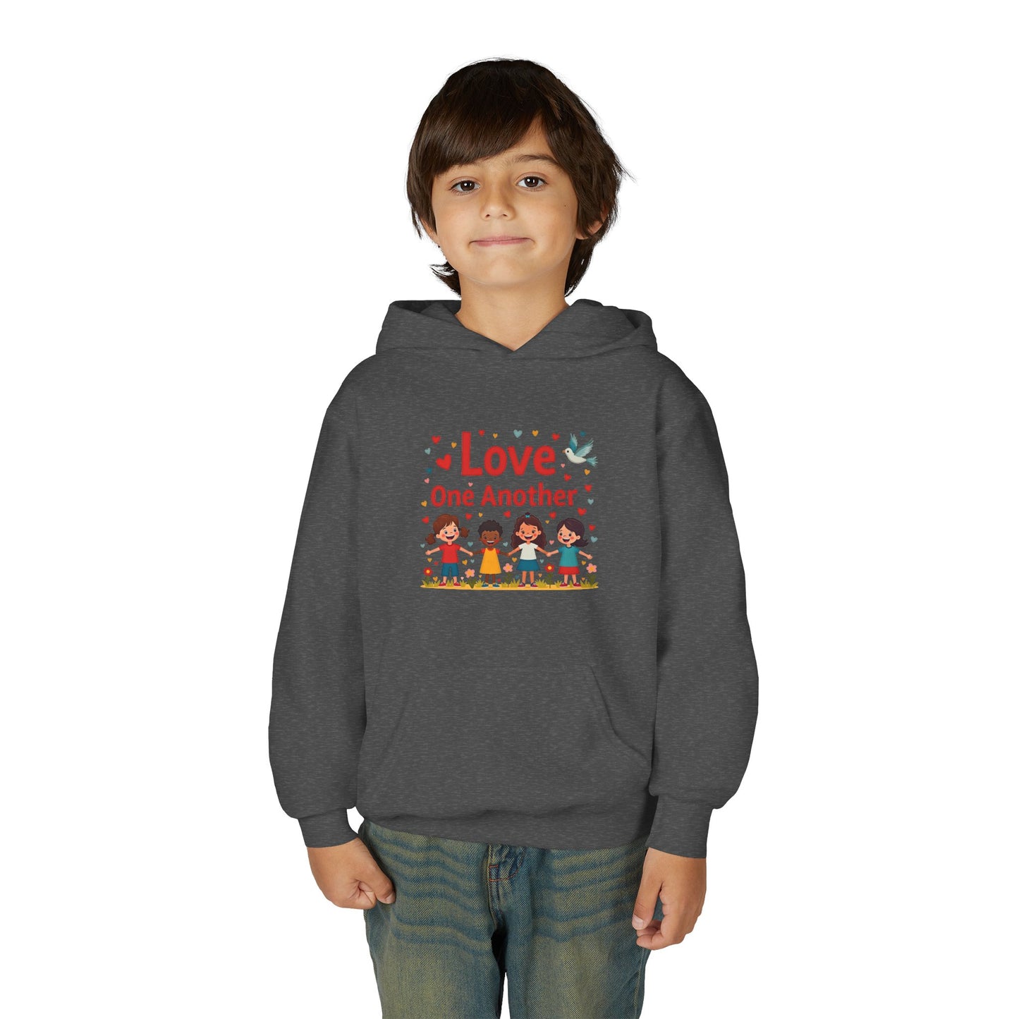 Love One Another Youth Hoodie — Kids' Inclusive Friendship Sweatshirt