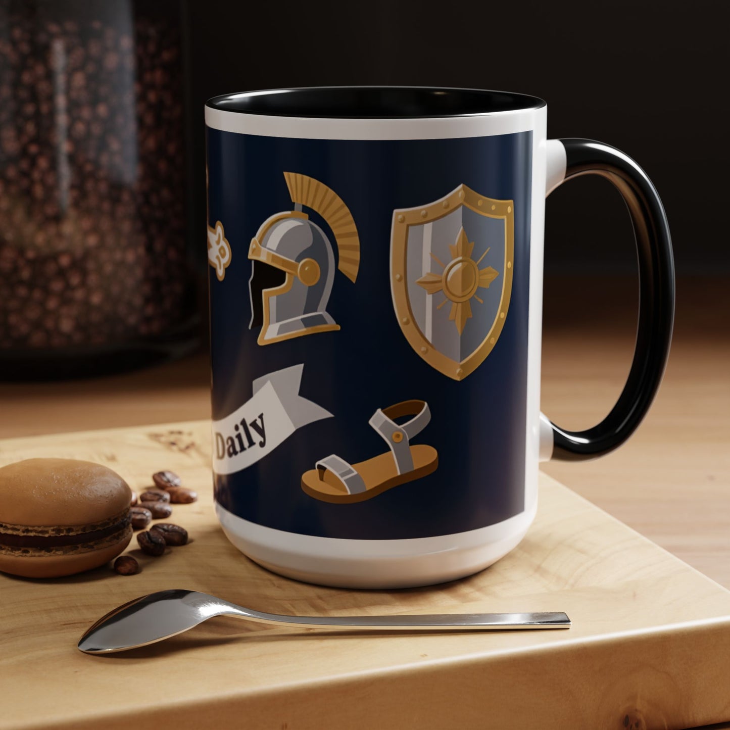 Christian Knight Coffee Mug — “Suit Up Daily” Accent Ceramic Mug
