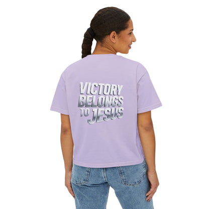Victory Belongs to Jesus Boxy Tee — Christian Faith Graphic Tee