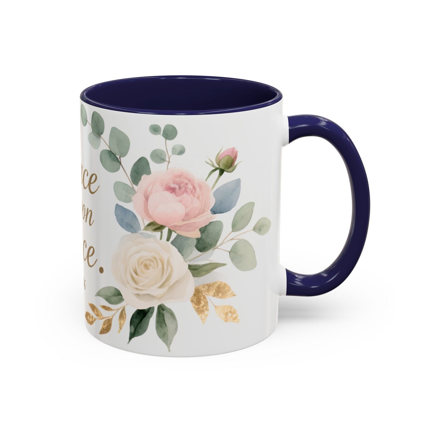 Grace Upon Grace Floral Coffee Mug — John 1:16 Scripture Accent Mug