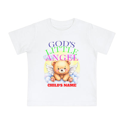 Baby T-Shirt — "God's Little Angel" Cute Winged Bear Personalized Tee