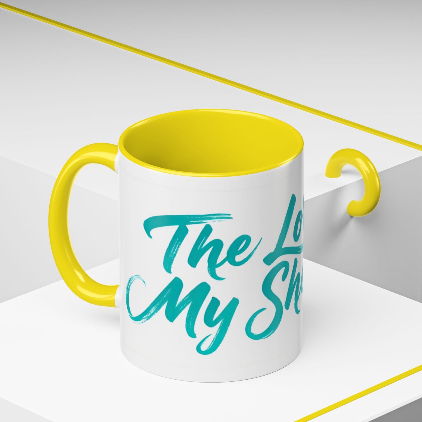 Scripture Accent Coffee Mug — Teal Hand-Lettered Encouragement (11/15 oz)