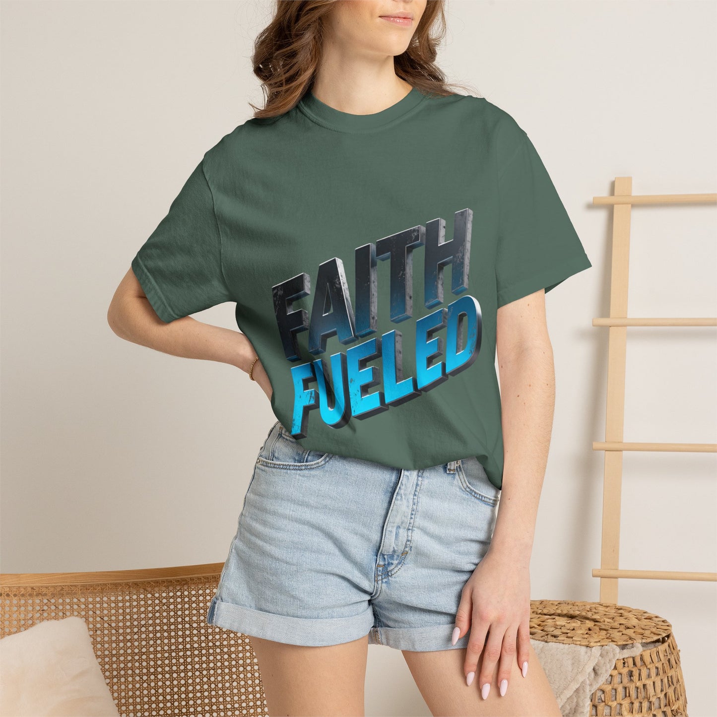 Faith Fueled Garment-Dyed Tee — Vintage Two-Tone Christian T-Shirt