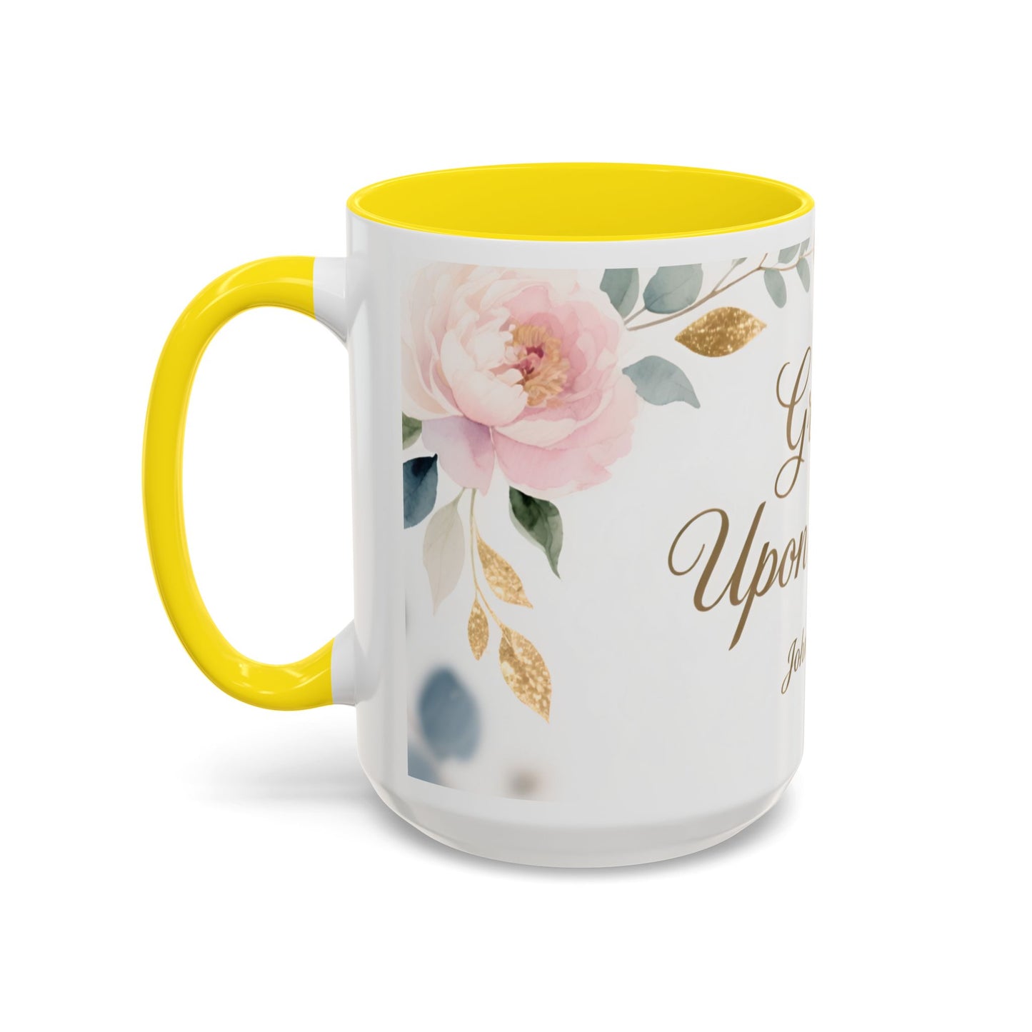 Grace Upon Grace Coffee Mug — Floral John 1:16 Scripture Accent Mug