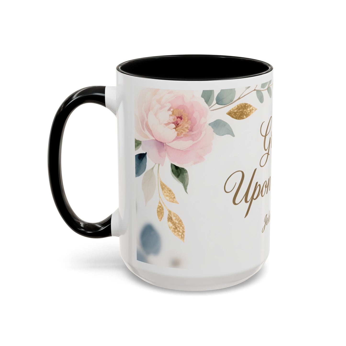 Grace Upon Grace Coffee Mug — Floral John 1:16 Scripture Accent Mug