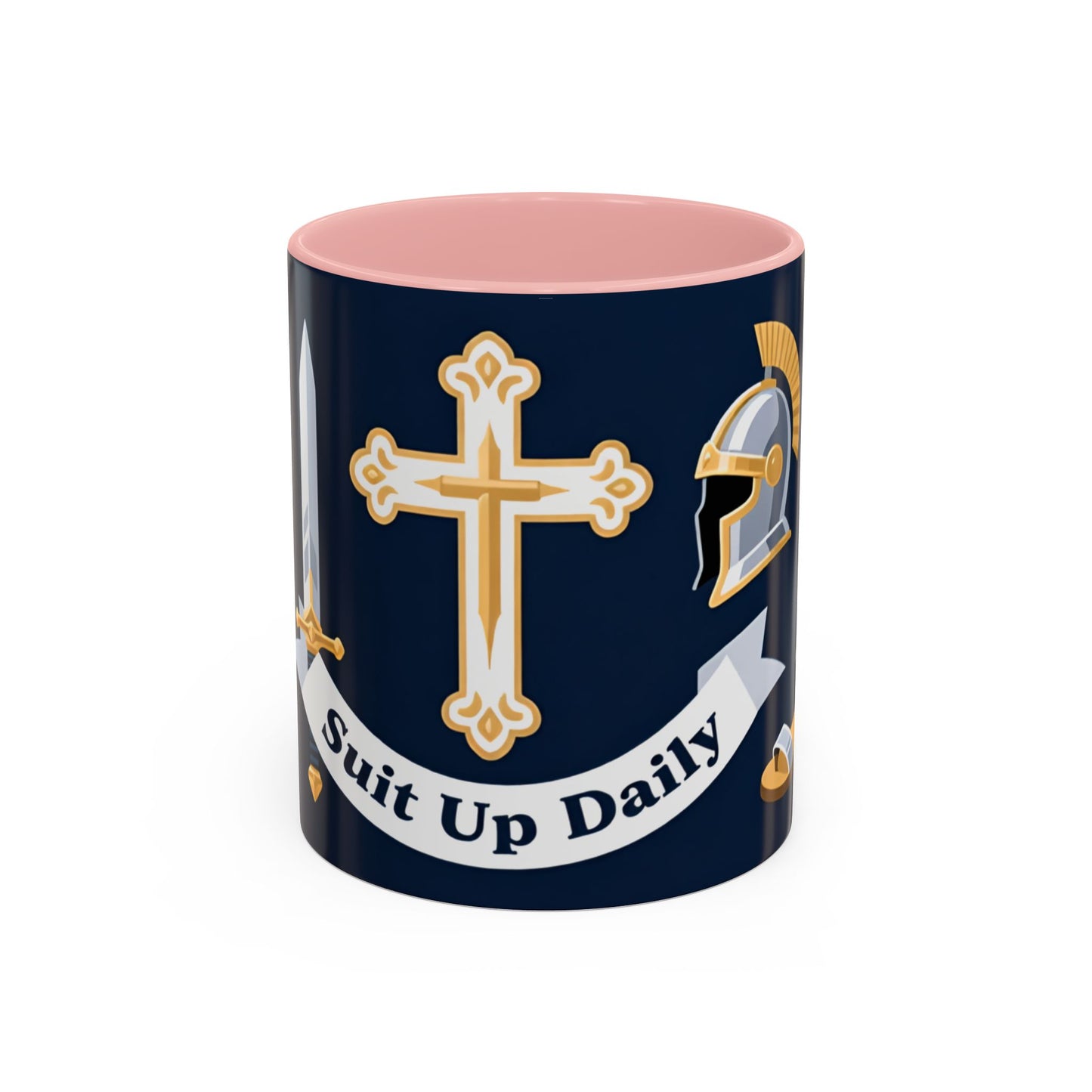 Christian Knight Coffee Mug — “Suit Up Daily” Accent Ceramic Mug