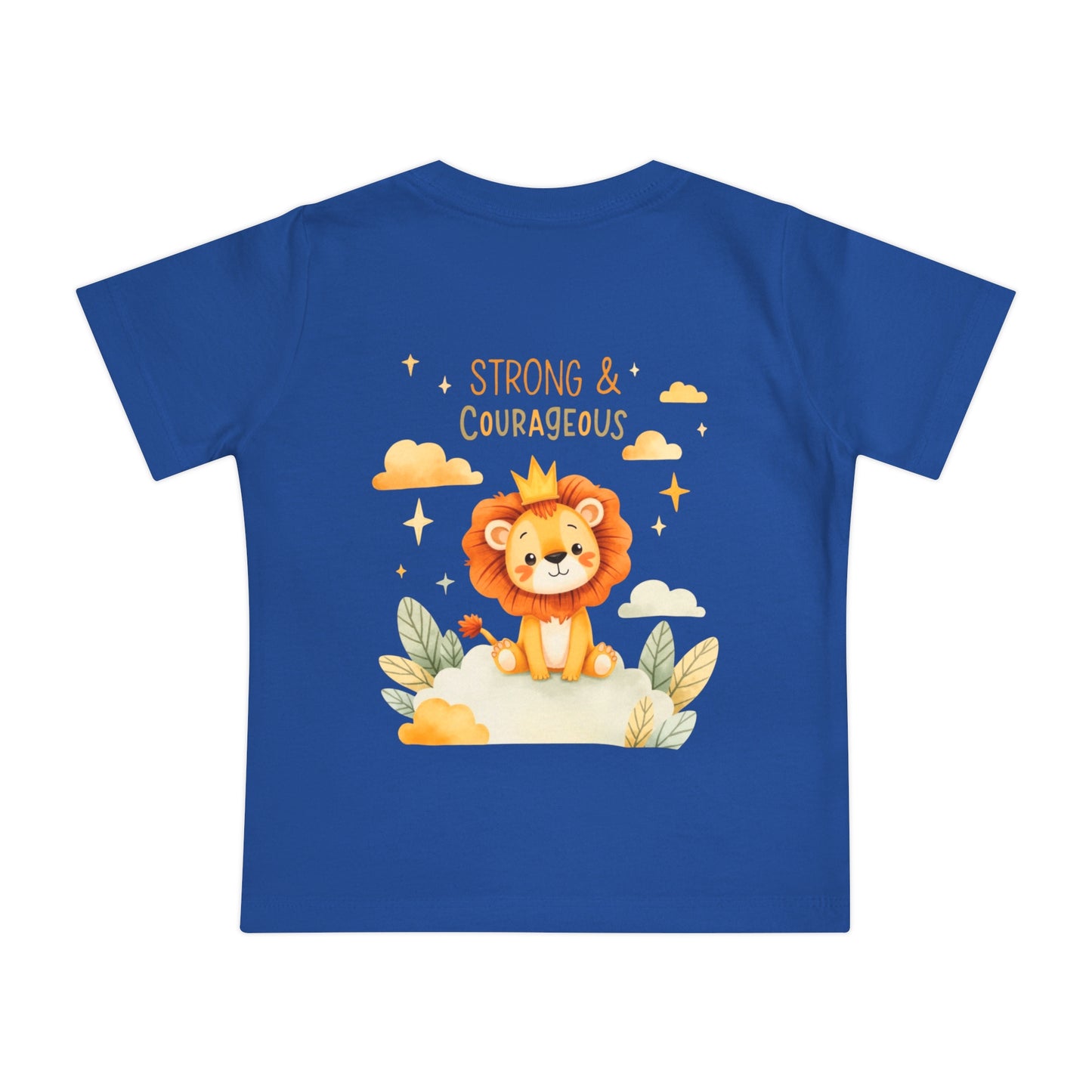 Strong & Courageous Lion Baby T-Shirt — Cute Nursery Tee for Baby Shower & Newborn