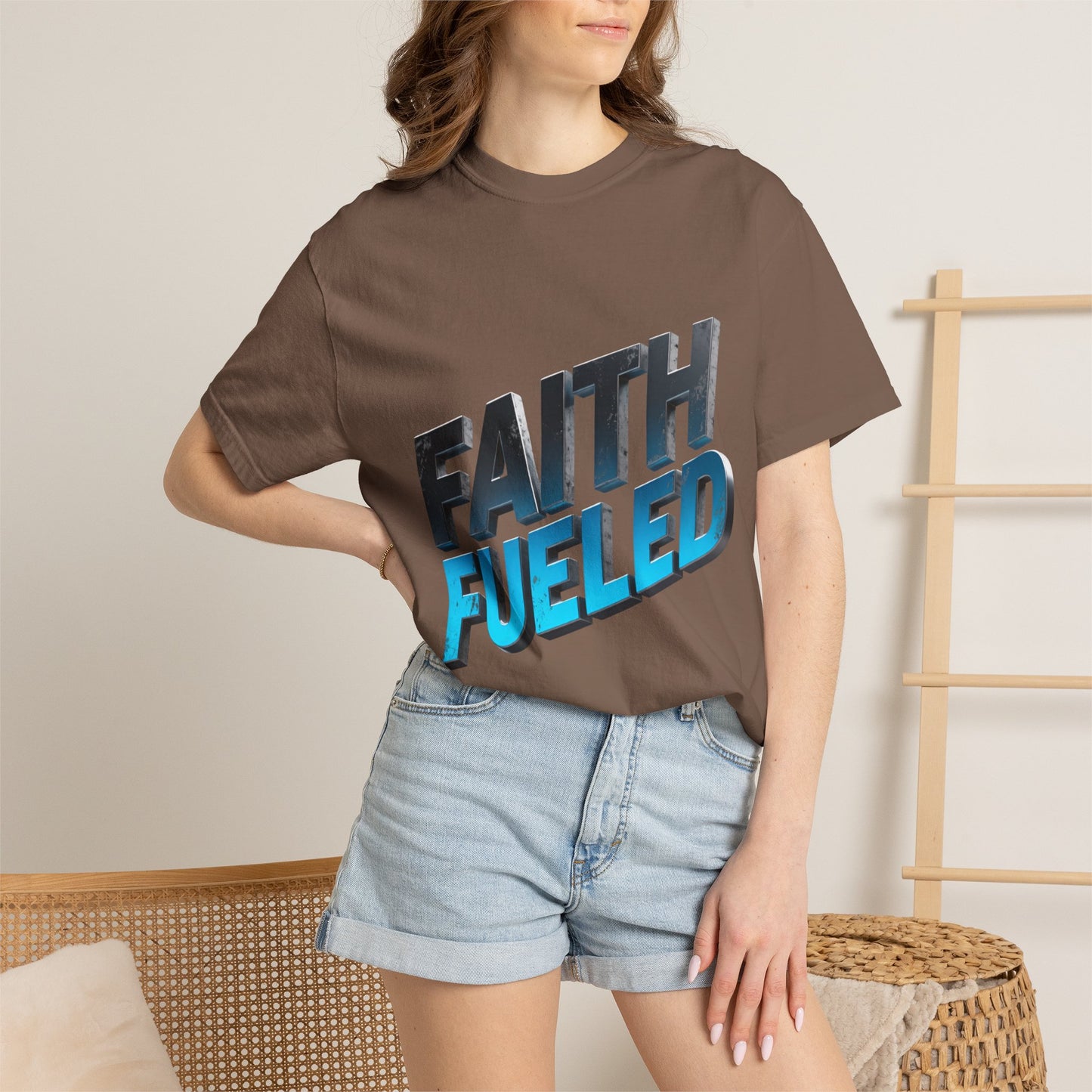 Faith Fueled Garment-Dyed Tee — Vintage Two-Tone Christian T-Shirt