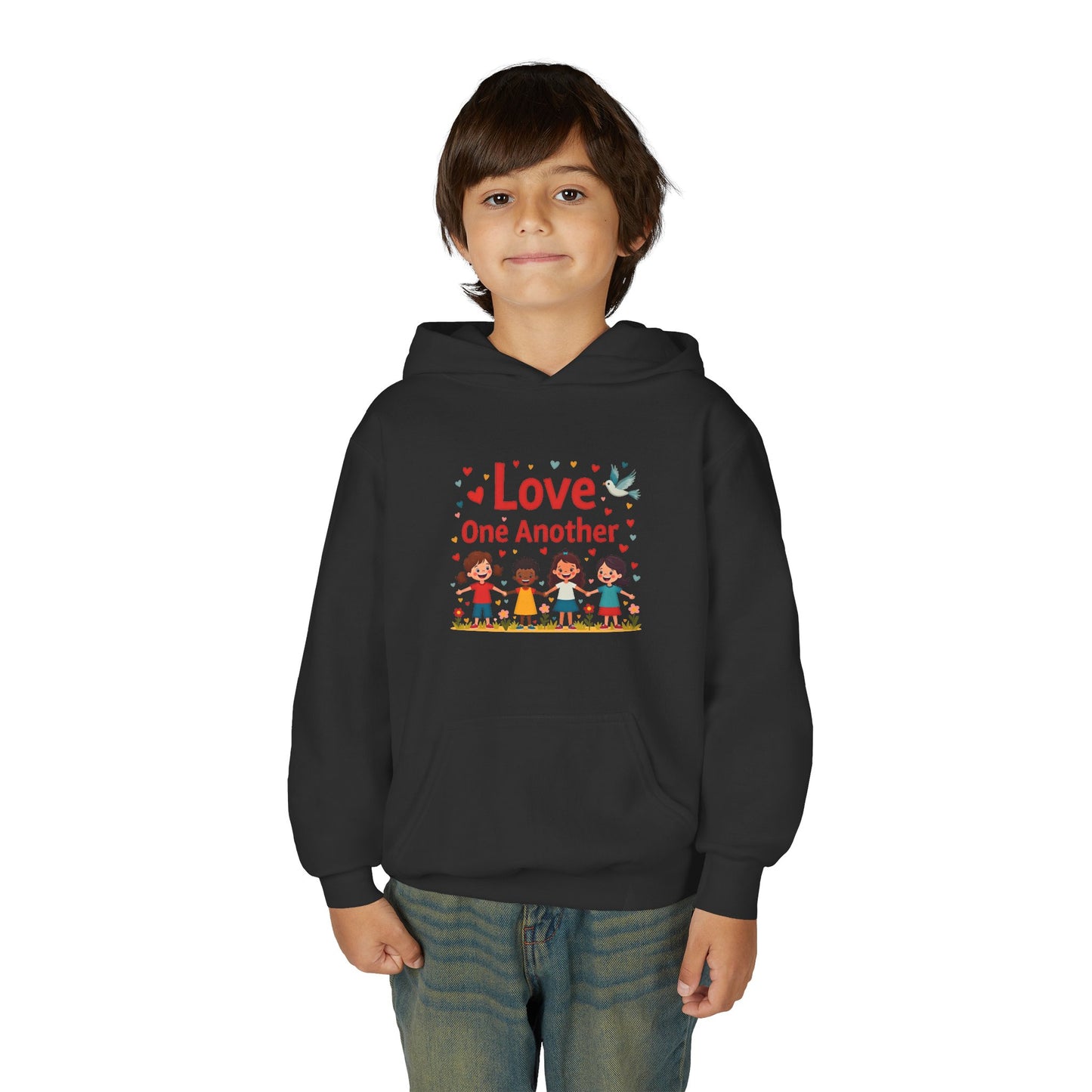 Love One Another Youth Hoodie — Kids' Inclusive Friendship Sweatshirt