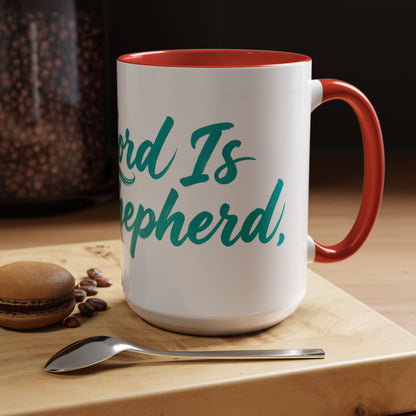 Scripture Accent Coffee Mug — Teal Hand-Lettered Encouragement (11/15 oz)