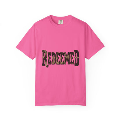 Garment-Dyed Statement Tee — Bold Single-Word Typographic Front