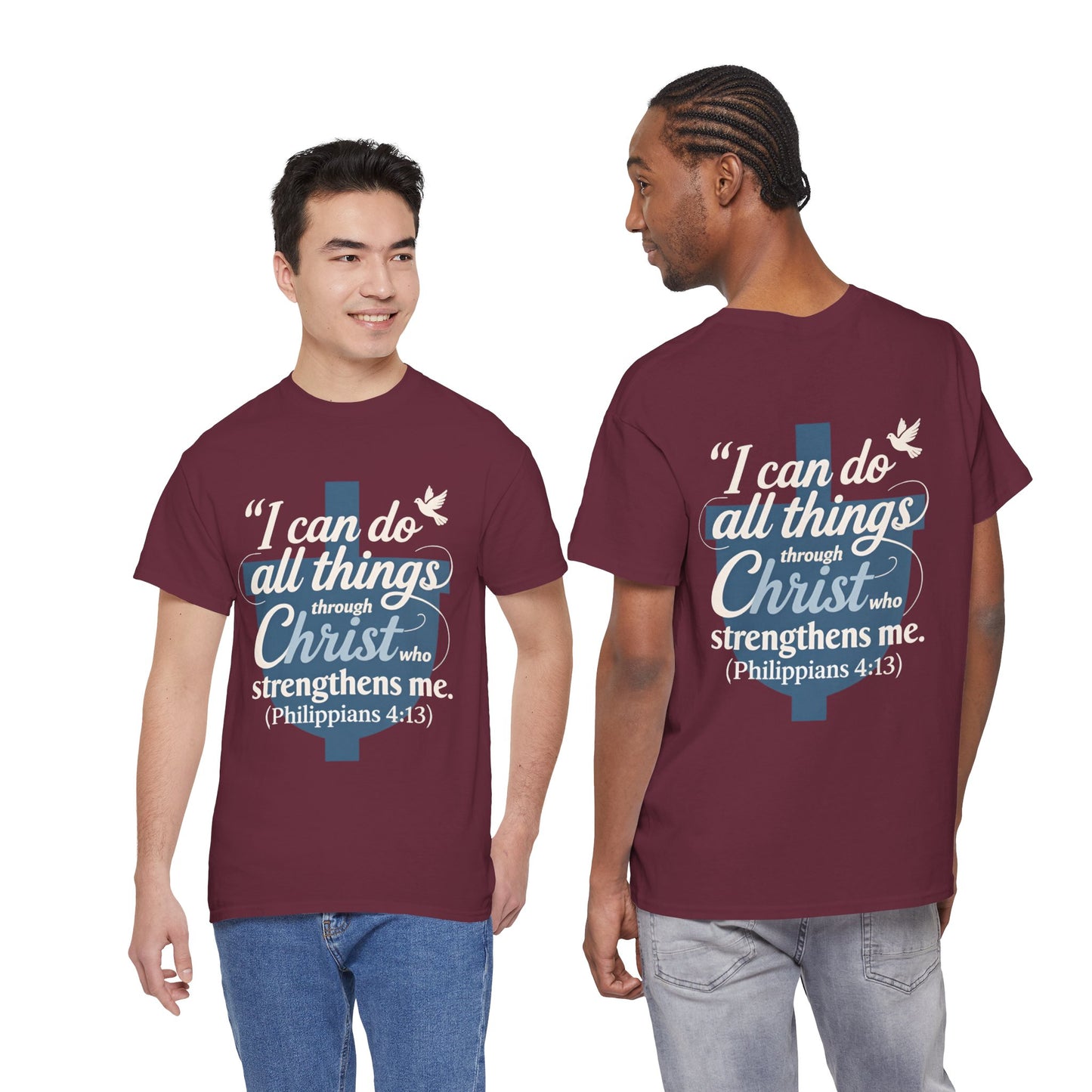 Philippians 4:13 Cotton Tee — "I Can Do All Things" Christian Prayer T-Shirt