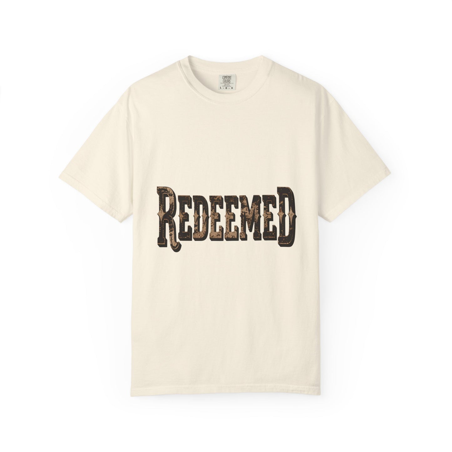 Garment-Dyed Statement Tee — Bold Single-Word Typographic Front