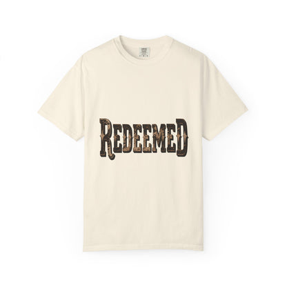 Garment-Dyed Statement Tee — Bold Single-Word Typographic Front