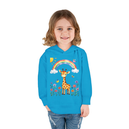 Toddler Hoodie — Giraffe Rainbow Floral Pullover