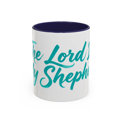 Scripture Accent Coffee Mug — Teal Hand-Lettered Encouragement (11/15 oz)