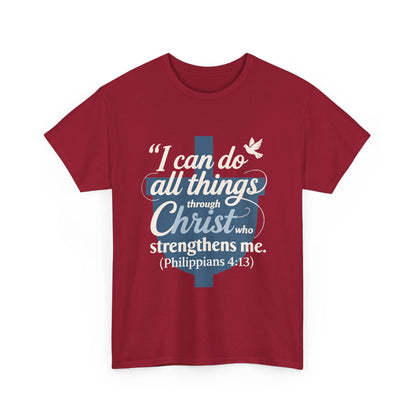Philippians 4:13 Cotton Tee — "I Can Do All Things" Christian Prayer T-Shirt