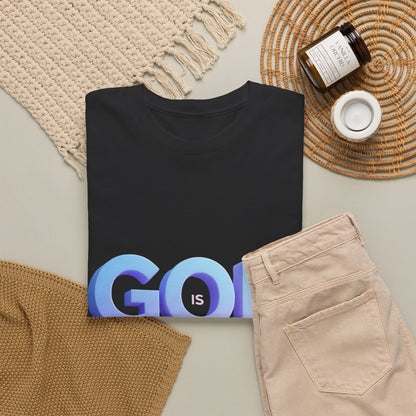 God Greater Gradient Tee — Soft Blue & Lilac Faith Shirt
