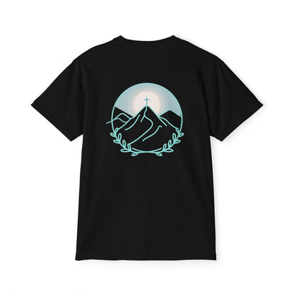 Pocket T-Shirt — Mountain Cross Back Graphic