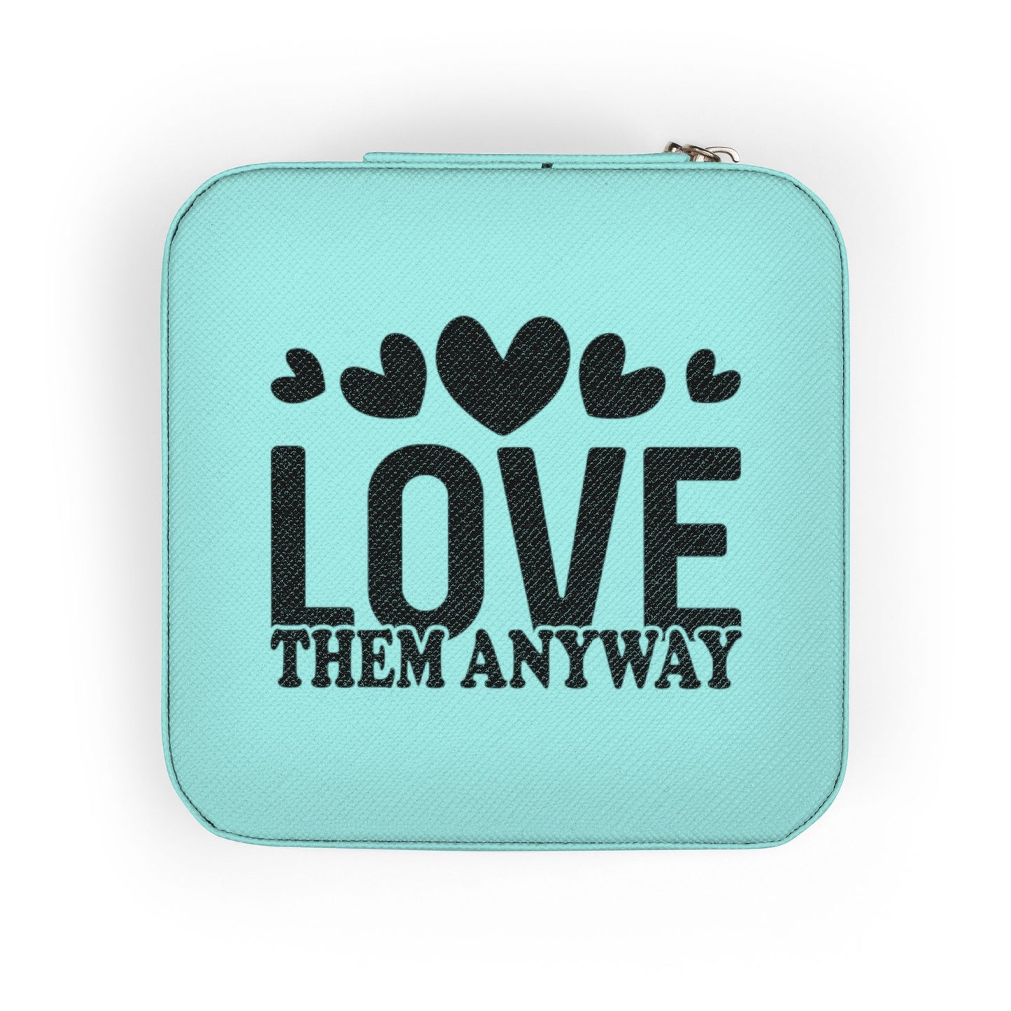 Portable Jewelry Travel Case — "Love Them Anyway" Compact Organizer for Rings, Earrings & Necklaces
