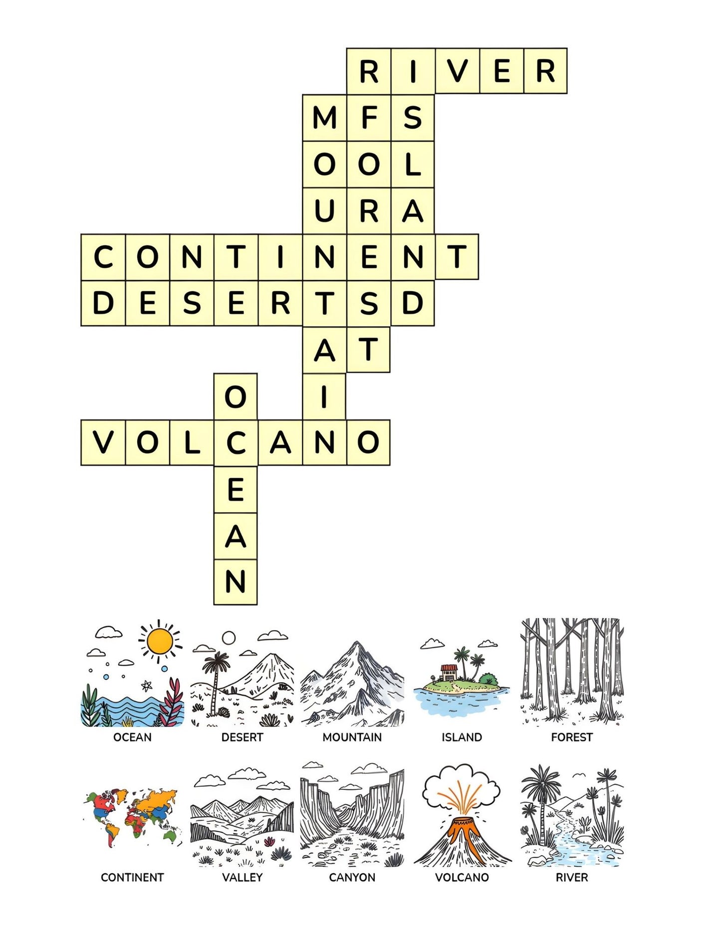 Around the World Crossword Adventure for Kids | 25+ crossword puzzles | Large, easy-to-read layout (8.5 x 11 inches) | PDF File | Digital Download