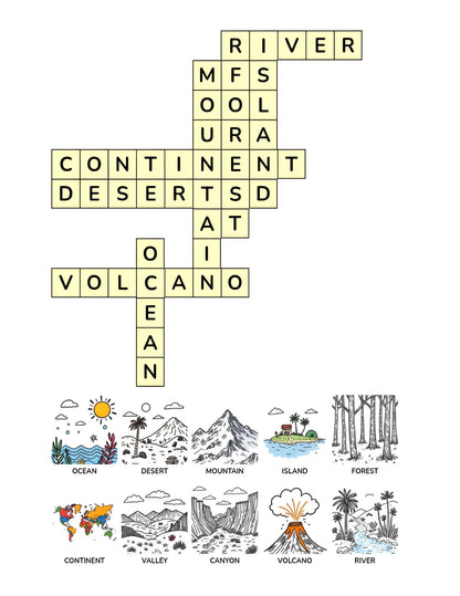 Around the World Crossword Adventure for Kids | 25+ crossword puzzles | Large, easy-to-read layout (8.5 x 11 inches) | PDF File | Digital Download