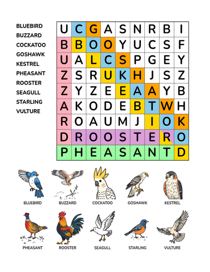 BIRD KINGDOM WORD SEARCH PUZZLE BOOK FOR KIDS: Challenge Your Brain and Have Fun | Ebook 8.5 X 11 Digital Download