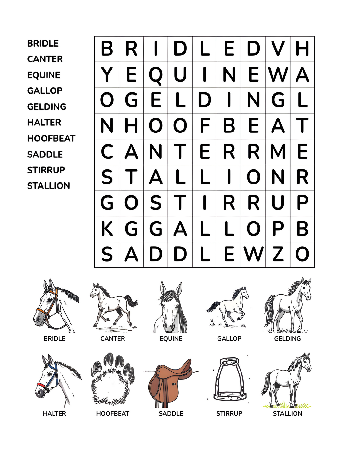 Horse Adventure Word Search Fun for Kids | Digital Download 8.5 x 11 64 Pages: Solve the Puzzle and Join the Adventure!