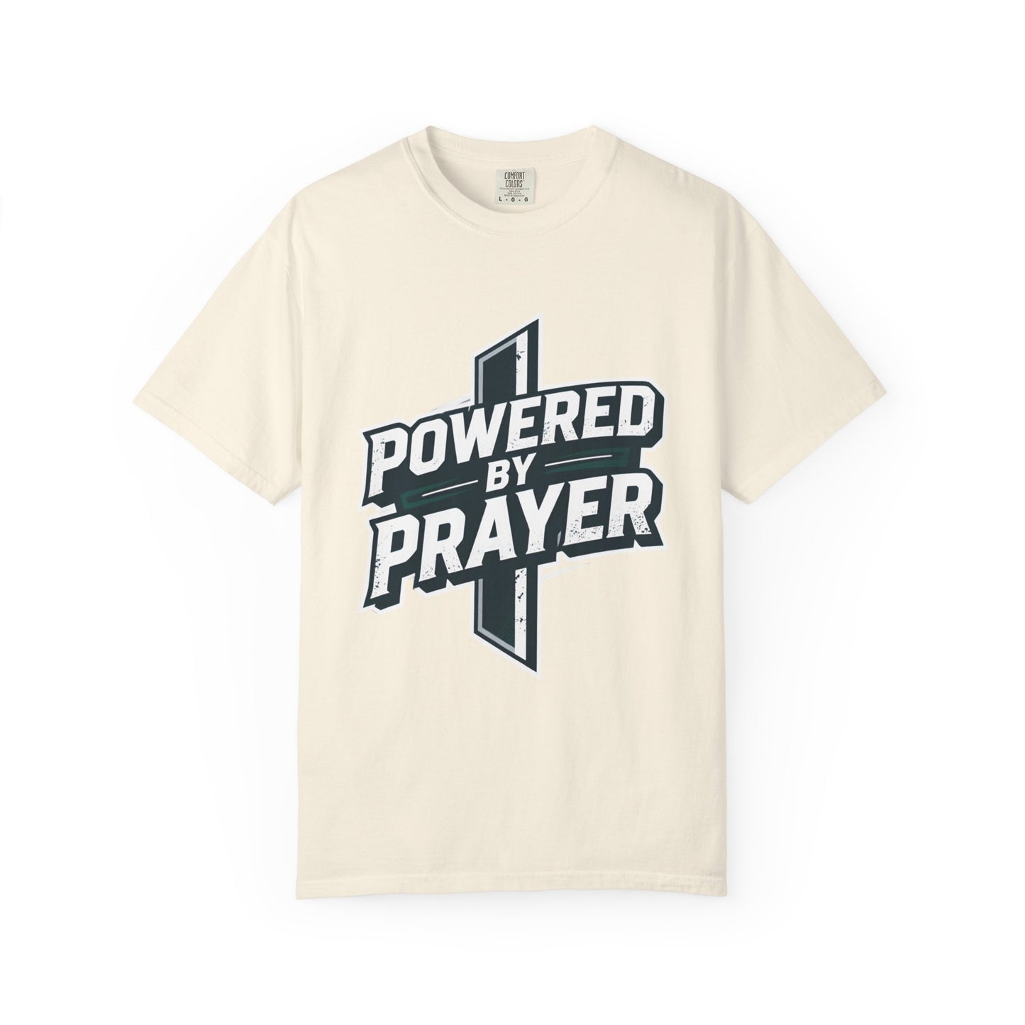 Powered by Prayer T‑Shirt — Faith Graphic Tee with Cross