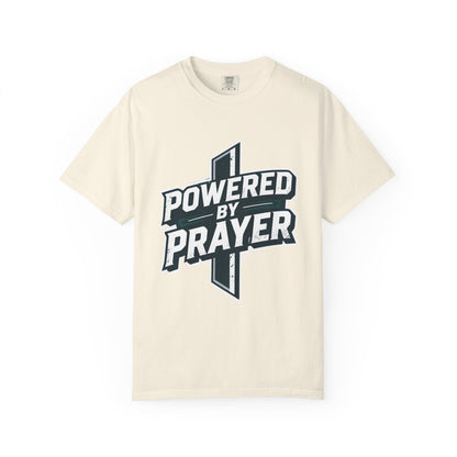 Powered by Prayer T‑Shirt — Faith Graphic Tee with Cross