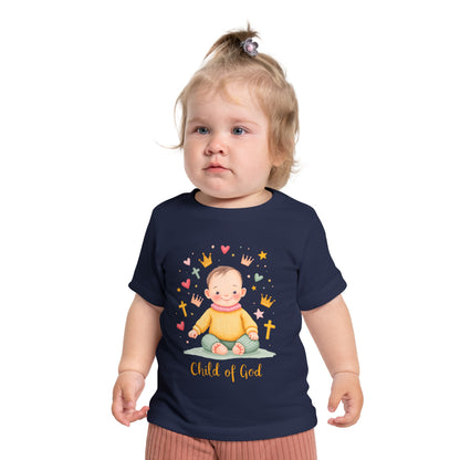 Baby Short Sleeve T-Shirt — "Child of God" Smiling Infant Faith Tee