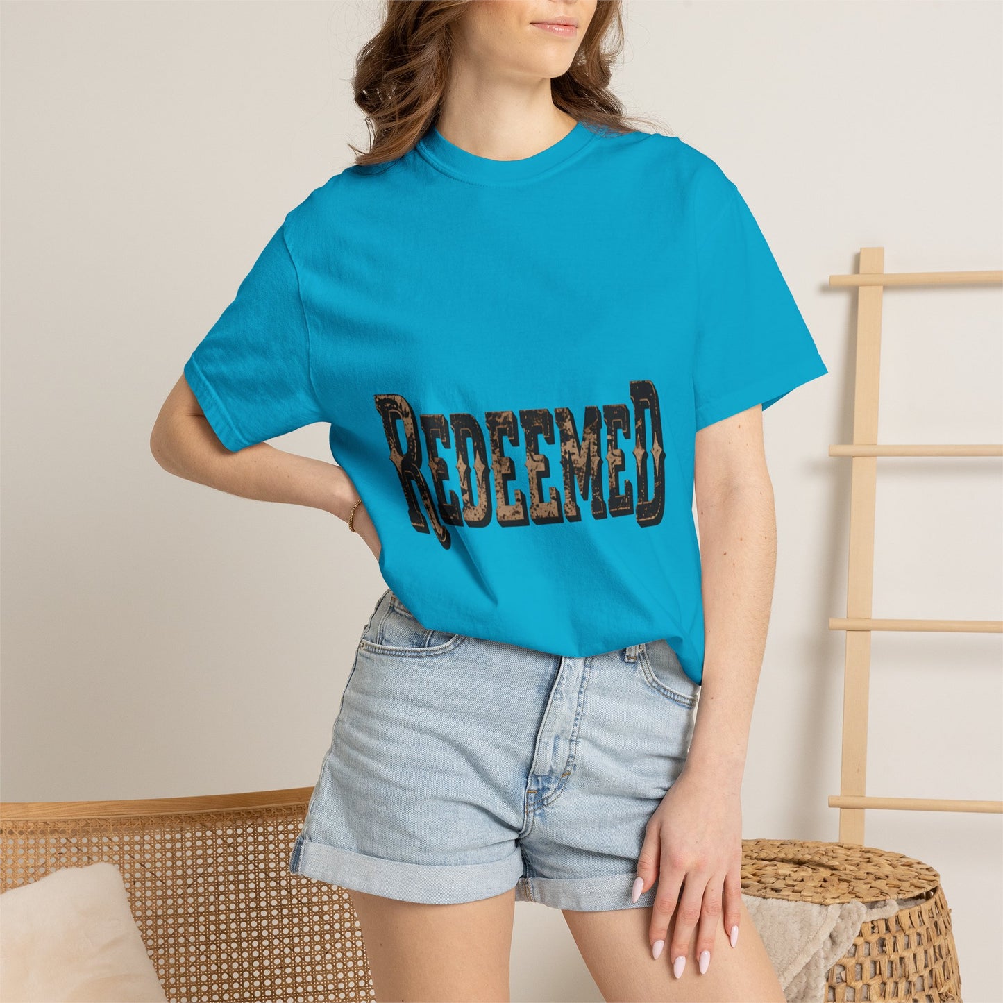Garment-Dyed Statement Tee — Bold Single-Word Typographic Front