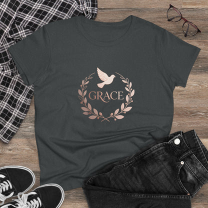 Graceful Dove Wreath Tee — Women's Rose-Gold Reminder Tee