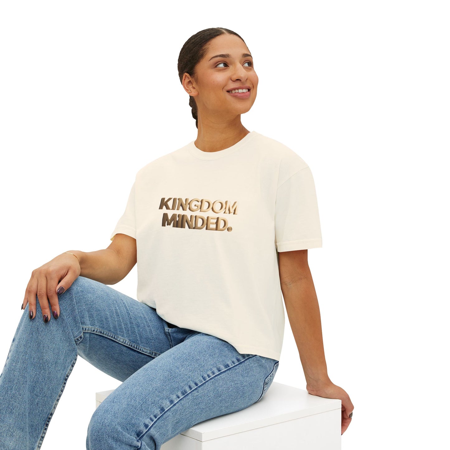 Kingdom Minded Boxy Tee — Women's Faith-Inspired Cropped T-Shirt