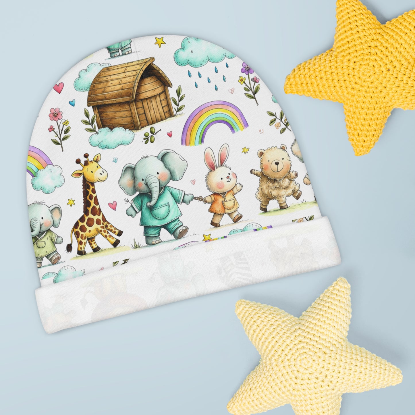 Cute Noah's Ark Baby Beanie — Animal Nursery Newborn Hat