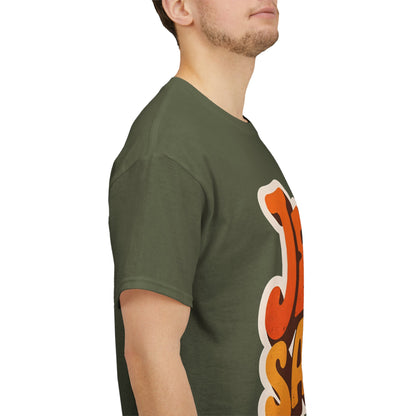 Jesus Saves Retro Tee — Bright Sunset Faith T-Shirt