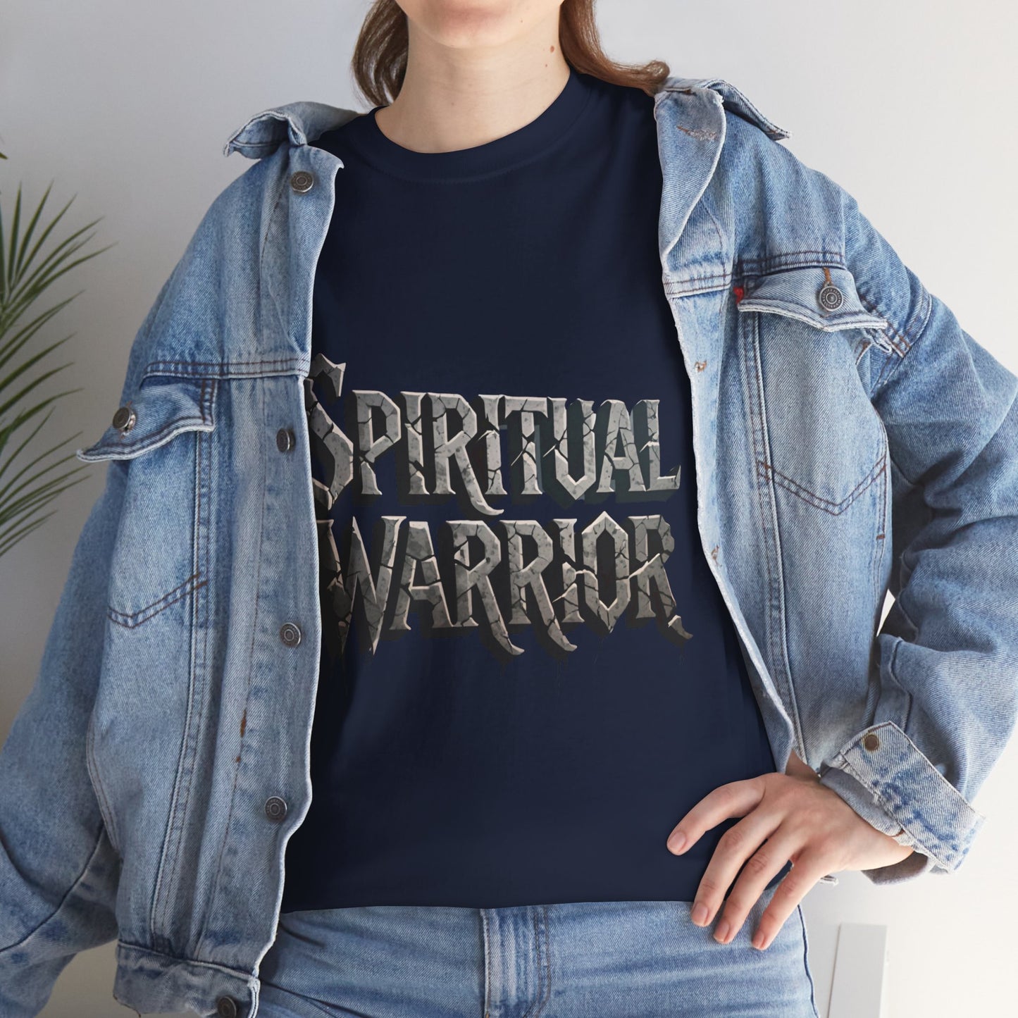 Spiritual Warrior T-Shirt — Gothic Lettering Faith & Strength Tee