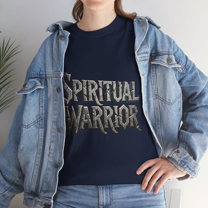 Spiritual Warrior T-Shirt — Gothic Lettering Faith & Strength Tee