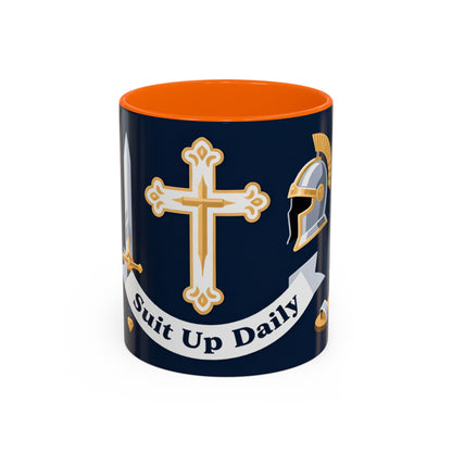 Christian Knight Coffee Mug — “Suit Up Daily” Accent Ceramic Mug