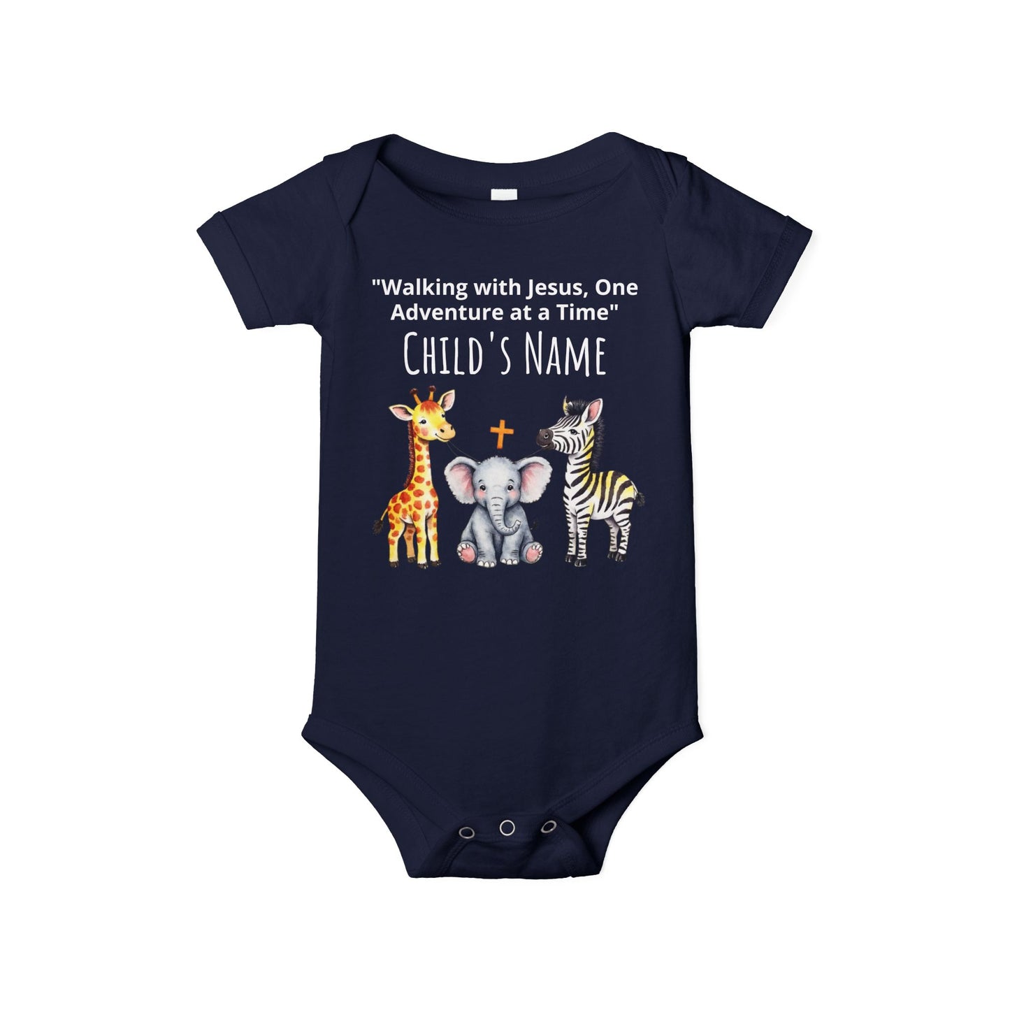 Cute Safari Trio Baby Onesie — Giraffe, Elephant & Zebra Infant Bodysuit
