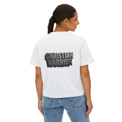 Christian Warrior Boxy Tee — Women's Faith Graphic Shirt