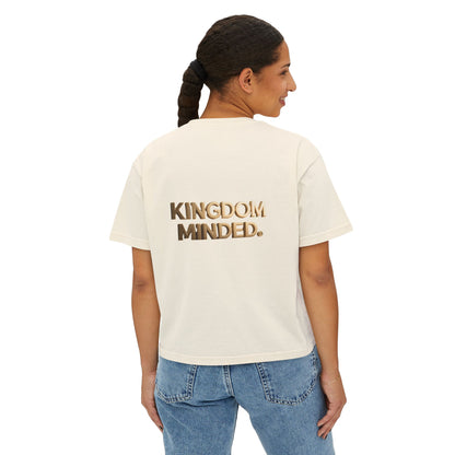 Kingdom Minded Boxy Tee — Women's Faith-Inspired Cropped T-Shirt
