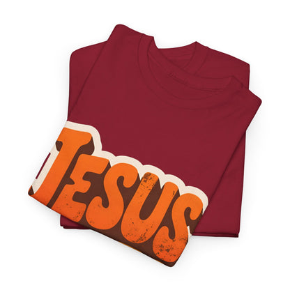 Jesus Saves Retro Tee — Bright Sunset Faith T-Shirt