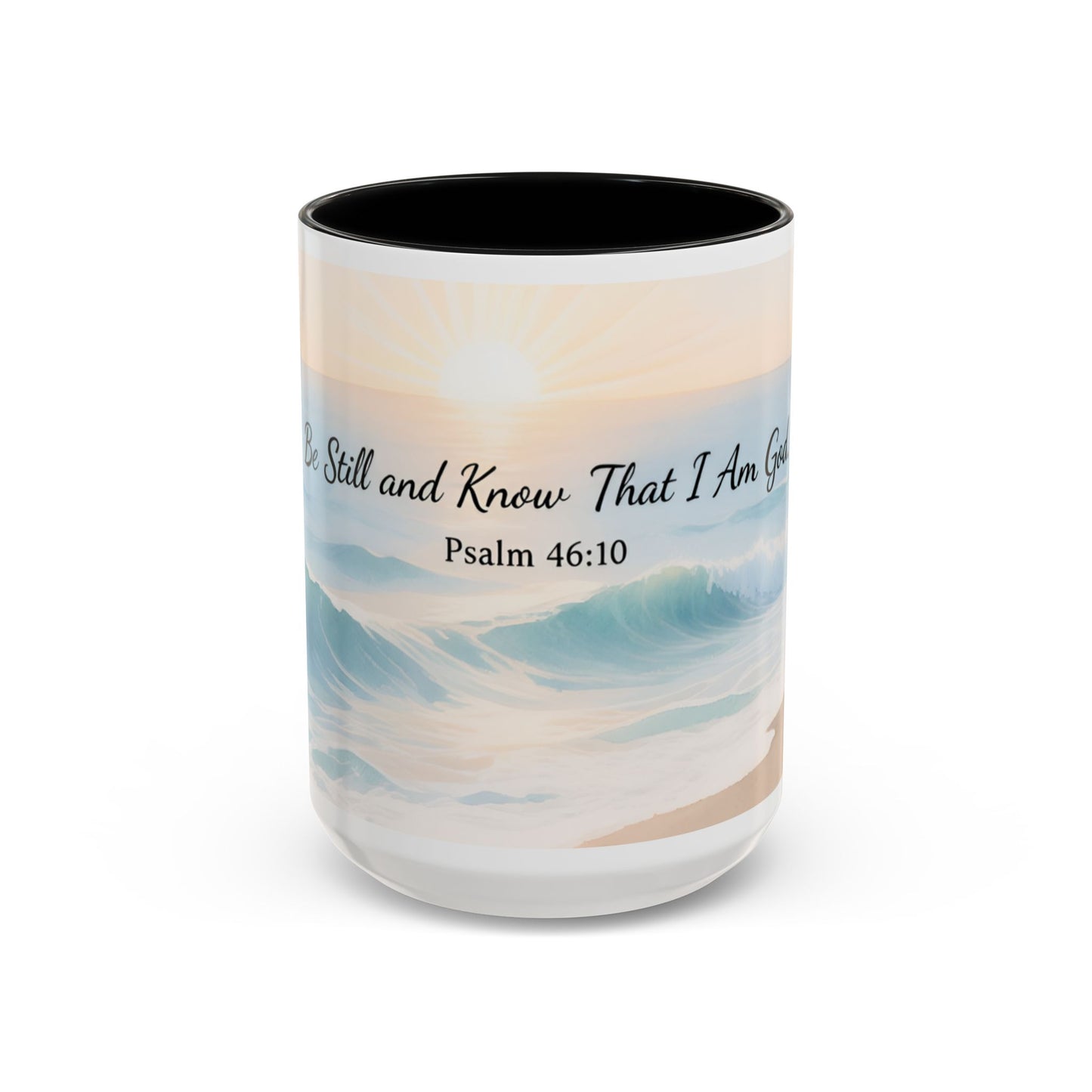 Psalm 46:10 Ocean Coffee Mug – "Be Still and Know That I Am God" Inspirational Ceramic