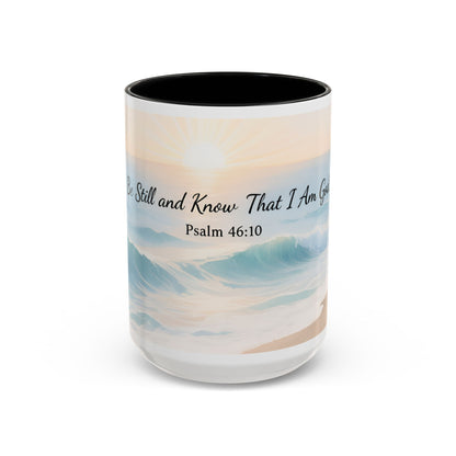 Psalm 46:10 Ocean Coffee Mug – "Be Still and Know That I Am God" Inspirational Ceramic