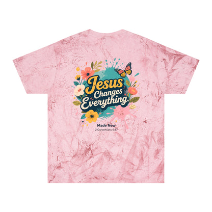 Jesus Changes Everything T-Shirt — Floral Butterfly Christian Tee